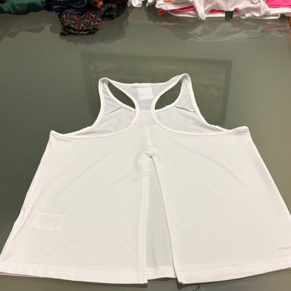 Adidas White Racerback Tank with Black Logo - Picture 3 of 6